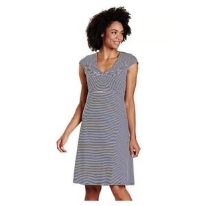 Toad & Co Blue Striped Rosemarie Short Dress Organic Cotton Medium